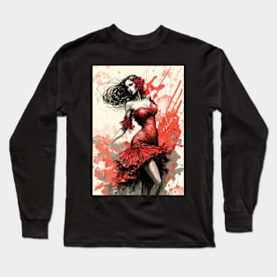 Flamenco Dancer - Watercolor Red Long Sleeve T-Shirt